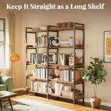 Huuger 5 Tier Bookshelf, Display Bookshelf with 10 Open Shelves and Raised Baffle