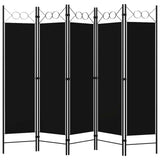 Zexlorith 5-Panel Room Divider, Foldable Iron Privacy Screen, Black