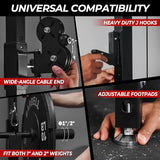 Mikolo Folding Squat Rack, Wall Mounted Power Rack with Cable Crossover Machine & LAT Pull Down, Functional Trainer with 5 Adjustable Function Modes (Black)