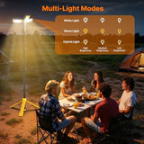 OGERY Camping Lights with Remote, 18000mAh Rechargeable Camping Lantern & LED Work Light, Detachable Tripod Stand up to 6.7 ft, 3 Lamp Heads for Camping Essentials & Emergency, Yellow