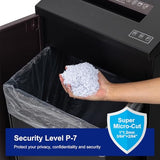 P-7 High Security Paper Shredder Heavy Duty(1 * 1.2mm), 5-Sheet Super Micro Cut, 11.9 Gallons Wastebasket