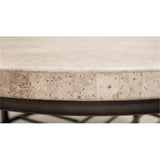 BOWERY HILL Contemporary Round Stone Top Coffee Table in Alabaster Travertine for Living Room, 36" D x 36" W x 18" H