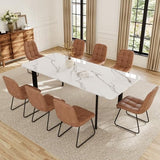 Extendable Dining Table Set for 6-8 People, 63 to 78.7 Inch MDF Kitchen Table with 8 Faux Leather Dining Chairs