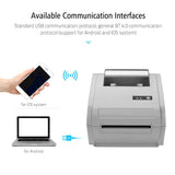 GRSJKRI Multifunction Desktop 110mm Thermal Paper Printer Barcode Label BT Communication Interface