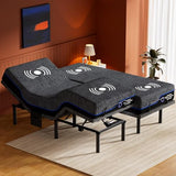 Amada Split King Adjustable Bed Frame and 14 Inch Cooling Gel Memory Foam Mattress Set