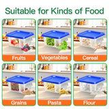 FeyBuosk 4 pcs 2qt Food Storage Containers with Lid, Square Clear Commercial Food Storage Containers with Handle and Scale for Food Storage in Home Kitchen & Dining (Blue)