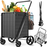 Folding Shopping Cart for Groceries,360 lbs Capacity Grocery Cart with Waterproof Liner and 360° Swiveling Wheels