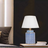 GLOWZE Hand-Painted Chinese Ceramic Table Lamp - Traditional Bedside Desk Nightstand Light for Bedroom