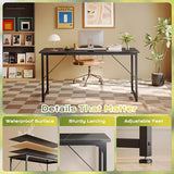 PRAISUN 55 Inch Computer Desk, Home Office Desk with Spacious Desktop, Modern Gaming Desk