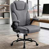 Hayelf Ergonomic Office Chair, PU Leather High Back Executive Chair with Adjustable Inflatable Lumbar Support and Padded Flip-Up Arms