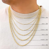 Nuragold 14K Real Yellow Gold Rope Diamond Cut Chain Lightweight Necklace