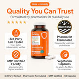 A Dose of Immunity - 7 in 1 Quercetin 500mg Supplement with Bromelain, Zinc, Vitamin C, Vitamin D & Vitamin B Complex Echinacea Immune Support Booster Supplements - 60 Count
