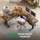 L-Shaped Standing Desk - 63 x 55 Inch Adjustable Corner Standing Desk with Charging Station