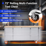 72 inch Tool Chest Tool Box Mobile 15 Drawers Storage Rolling Cabinet with Wheels Lock Key Locking System Drawer