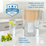 HOMEWATER 10-Cup Pitcher Filter (Peach) – BPA-Free, High-Capacity 2.4L Pitcher with Fast-Flow Carbon Filter, Wide Mouth, Locking Lid, and Dishwasher-Safe