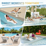 Compsia Pool Lounge Chairs Outdoor，Aquawave Lounge Chair, HDPS Long Pool Chairs for in Pools, Weighted All Weather Tanning Chair with Headrest for Outside Beach Patio Sun Bathing Hotel, White