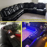 A Ainehome Living Room Furniture Power Recliner Sofa, Breathing Leather Power Reclining Sofa Set