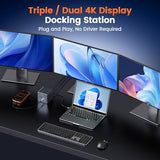 TobenONE 16-in-1 Laptop Docking Station Triple 4K Monitor with 150W Power Supply, 3 HDMI, 2.5Gbps Ethernet