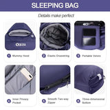 QEZER Down Mummy Sleeping Bag for Adults, 18°F to -11°F Cold Weather Winter Lightweight Compact for Camping Backpacking Hiking, Snow Camping Sleeping Bag with 600 Fill Power Down