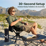 Feelnais Folding Camping Chairs Lightweight & Portable, No Assembly, 360° Swivel Camping Chair for Adults, Compact Outdoor Chairs for Beach, Lawn, Travel, Backpacking, Hiking, Fishing, Black