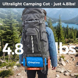 KingCamp Ultralight Camping Cot, Portable Folding Tent Camping Cot, 265 Lbs Heavy Duty Sleeping Cot with Pillow for Adults Outdoor Backpacking Travel Hiking, Blue