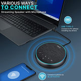 Pyle Portable Conference Speakerphone, Multifunctional Wireless BT Speaker Phone with USB C and Aux Cable