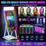 Mirror Photo Booth Touch Screen with Printer,45" Photo Mirror Booth with 22" Touch Screen Built
