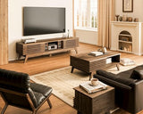 AODK 59" TV Stand for 55"/60"/65" TVs, Mid-Century Modern Fluted Entertainment Center with Sliding Doors, Storage Cabinets & Media Console Table, Living Room & Bedroom, Walnut