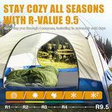 Self Inflating Sleeping Pad with Electric Pump, 3.14" Ultra-Thick Memory Foam Camping Mattress Pad with Pillow Fast Inflating in 30s,9.5 R-Value Insulated Camping Pad for Camping Car Travel, LightGrey