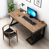 IKVODEOS Computer Desk Modern Metal Solid Wood Computer Desk, Home Office Writing and Reading Workstation