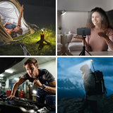 Telescopic Camping Lights,Portable Camping Lantern with Storage Bag,10500mAh Rechargeable Outdoor Adventure Emergency Light,Waterproof LED Work Lights with Magnetic (Khaki)