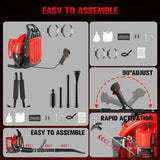 TDH Gas Backpack Leaf Blower, 2-Stroke Handheld Snow Blower with 665 CFM & 205 MPH High Power for Commercial Lawn Care, Yard Debris & Snow Removal,Red