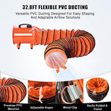 12 in Utility Blower Exhaust Fan with 32.8 ft Duct, 3500 r/min & 3500 CFM Heavy Duty Blower Fan, High Velocity Low Noise Extraction and Ventilation Fan for Ventilating Workshops, Confined Space