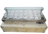 INTBUYING 110V Bain Marie Buffet Steam Table Restaurant Food Warmer with Glass Shield 12 Pots