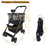 Foldable Shopping Cart with Wheels - Heavy Duty Grocery Cart, 80lbs Collapsible Utility Cart for Groceries