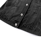 Hixiaohe Spring Summer Jean Jacket for Women Trendy Half Sleeve Button Down Short Denim Jacket Retro Cropped Trucker Coat