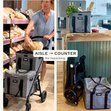 Patented Foldable Shopping Cart | Lightweight Aluminum | Easy-Maneuver Ergonomic Design | Swivel Wheels