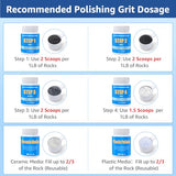 Large 10LB Rock Tumbler Grit and Polish Refill Kit - 4 Step Grits Polish Up to 70 LBS Rocks, Dual Tumbling Media (Ceramic & Plastic Pellets), Ideal for National Geographic, Koolstone &All Rock Tumbler