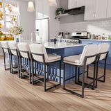 24" White Counter Height Bar Stools Set of 6, Double-Layer Seat