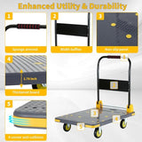 Foldable Heavy-Duty Flatbed Platform Cart with 360° Rotating Wheels for Moving