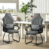 Newnno Leather Office Guest Chair No Wheels High Back Computer Reception Chairs