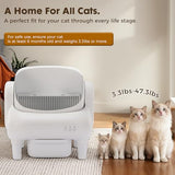 GTPLAYER Smart Cat Litter Box, Open-Top Self Cleaning Cat Litter Box with App Control, Safety Sensors, Large Capacity Waste Bin, Easy Maintenance, Automatic Litter Box for Multi-Cat Homes,White