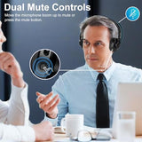 Wireless Bluetooth Headset with CVC8.0 Noise-Cancelling Microphone & Mic Mute