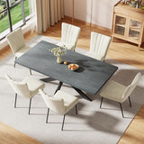 ZckyCine Dining Table Set for 6, Modern 78'' Dark Wood Dining Table