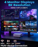Getorli Mini PC AMD Ryzen 7 8745HS CPU Radeon 780M Graphics Compact Gaming PC 16GB DDR5 RAM 1TB NVMe SSD Small Desktop Computer Dual 2.5GLAN 4K HDMI DP Micro PCs WiFi 6 BT5.3 Prebuilt OS Office Home