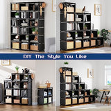 Mavivegue Bookcase, 18-Cube Extra Large Book Shelf, DIY Cube Storage Organizer for Bedroom, Living Room, Home Office - Black