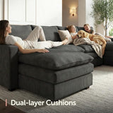 HONBAY 127.2 Inch Corduroy Cloud Modular Sectional Sofa with Chaise