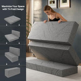 8 Inch Foldable Mattress King, Extra Thick Memory Foam Trifold Topper