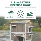 Insulated Cat House for Winter, Wood Two Story Outdoor Cat House Weatherproof with Cat Scratching Cloth, 3 Jumping Platforms, 3 Doors, Outside Indoor Clawsable Feral Cats Shelter for Small Animals