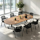 8FT Foldable Rectangle Conference Table, Mobile Meeting Tables with Cable Grommet & Rolling Casters